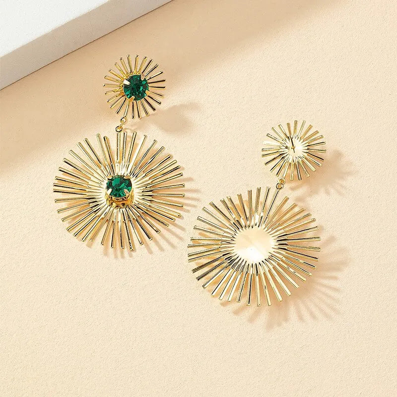 Women Gold Color Vintage Geometric Statement Drop Earrings