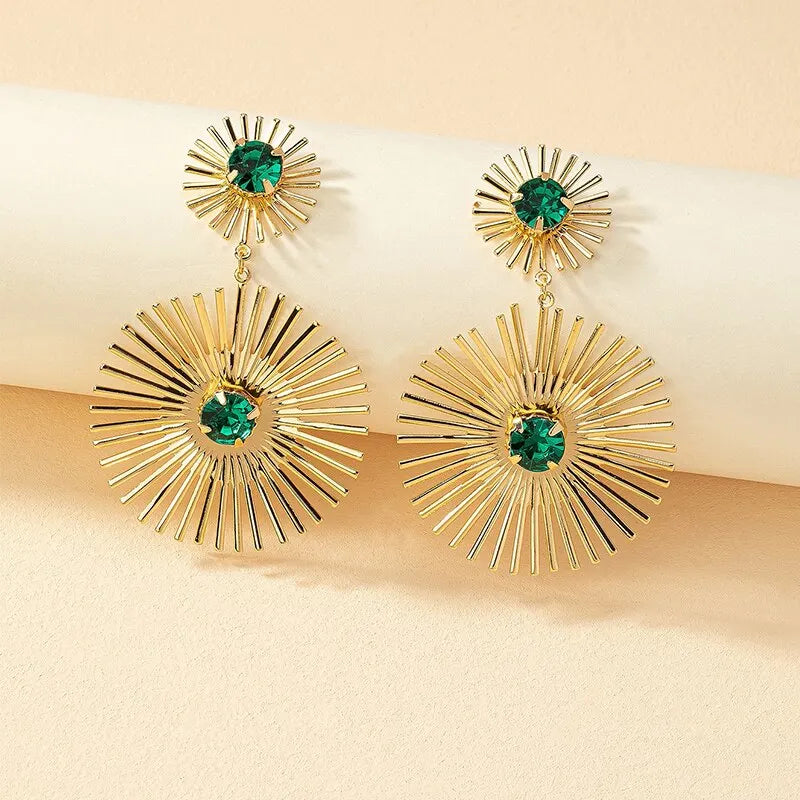 Women Gold Color Vintage Geometric Statement Drop Earrings