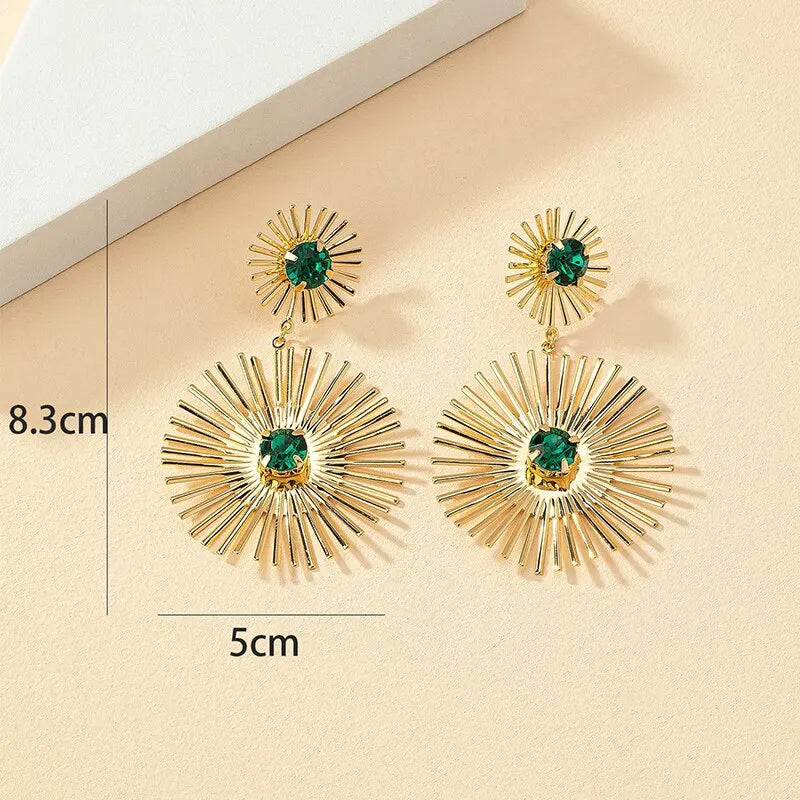 Women Gold Color Vintage Geometric Statement Drop Earrings