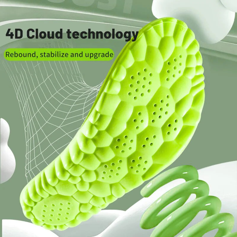 Soft Massage Sports Insoles Shoe Pad Unisex Running Shock Absorption Breathable High Elastic Insole PU Sole Arch Support Cushion
