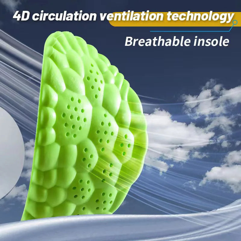 Soft Massage Sports Insoles Shoe Pad Unisex Running Shock Absorption Breathable High Elastic Insole PU Sole Arch Support Cushion