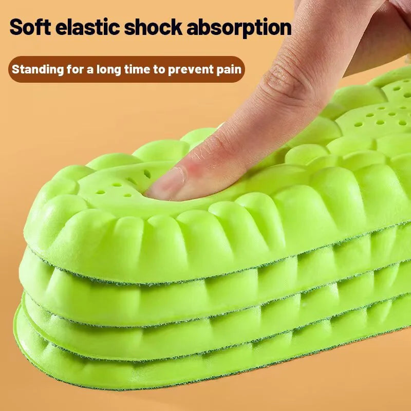 Soft Massage Sports Insoles Shoe Pad Unisex Running Shock Absorption Breathable High Elastic Insole PU Sole Arch Support Cushion