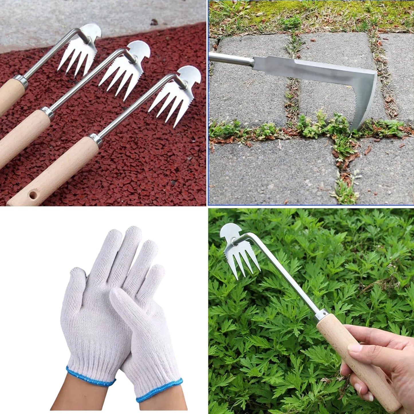 Weeding Artifact Uprooting Weeding Tool Stainless Steel Multi-Functional Garden Cleaning Shovel Hand Weeder Tool with Gloves