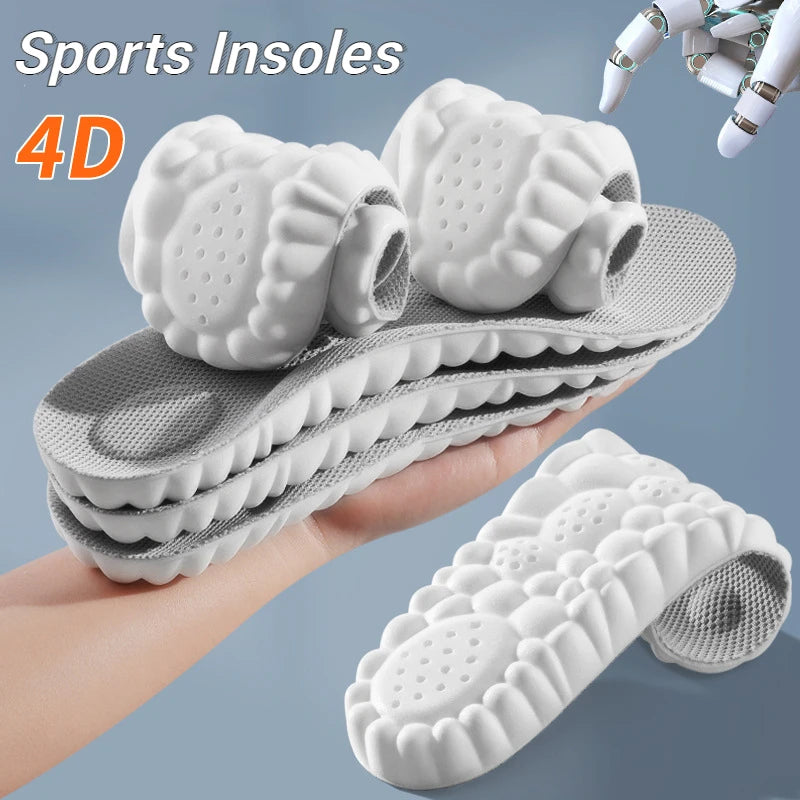 Soft Massage Sports Insoles Shoe Pad Unisex Running Shock Absorption Breathable High Elastic Insole PU Sole Arch Support Cushion