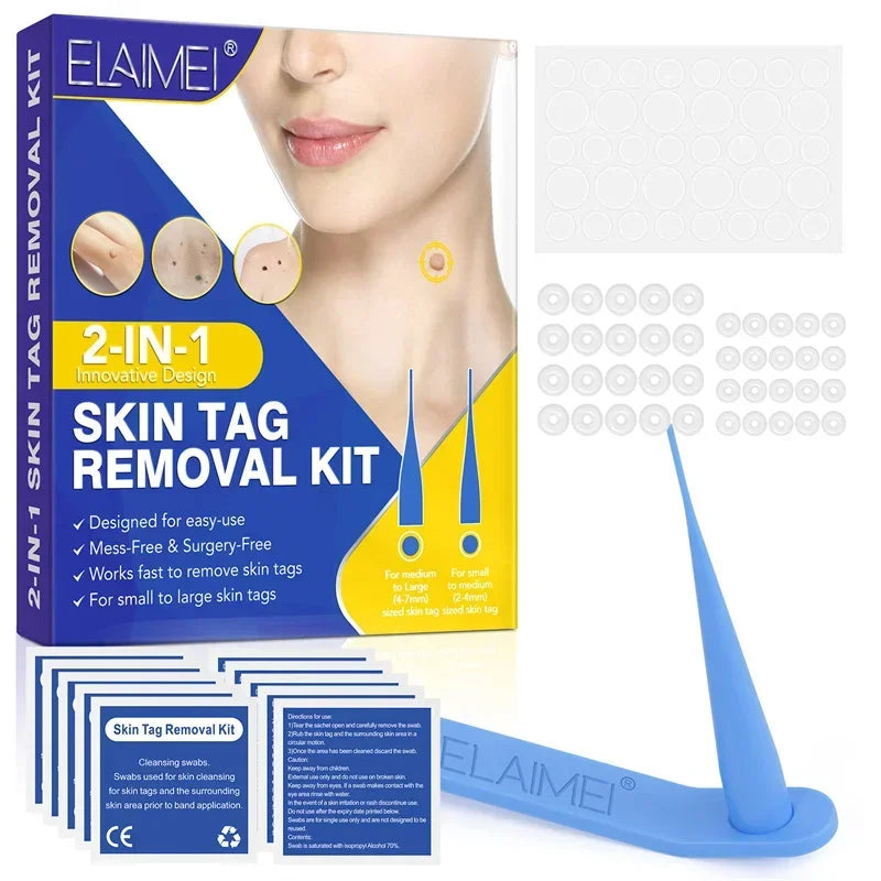 Skin Tag Removal Kit Skin Mole Wart Remover Micro Band Skin Tag Removal Kit Tag Treatment Tools Set with Cleansing Swabs Facial