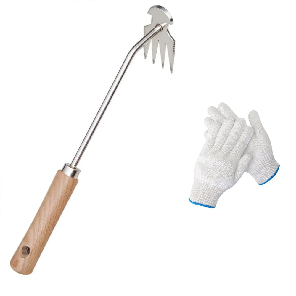 Weeding Artifact Uprooting Weeding Tool Stainless Steel Multi-Functional Garden Cleaning Shovel Hand Weeder Tool with Gloves
