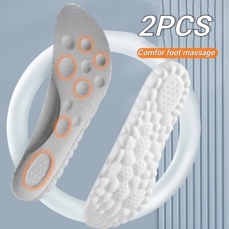 Soft Massage Sports Insoles Shoe Pad Unisex Running Shock Absorption Breathable High Elastic Insole PU Sole Arch Support Cushion
