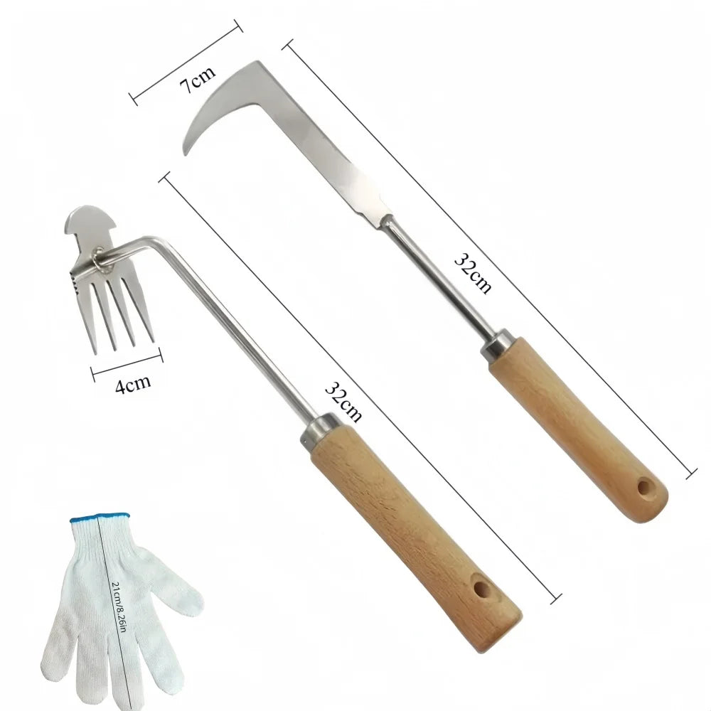 Weeding Artifact Uprooting Weeding Tool Stainless Steel Multi-Functional Garden Cleaning Shovel Hand Weeder Tool with Gloves