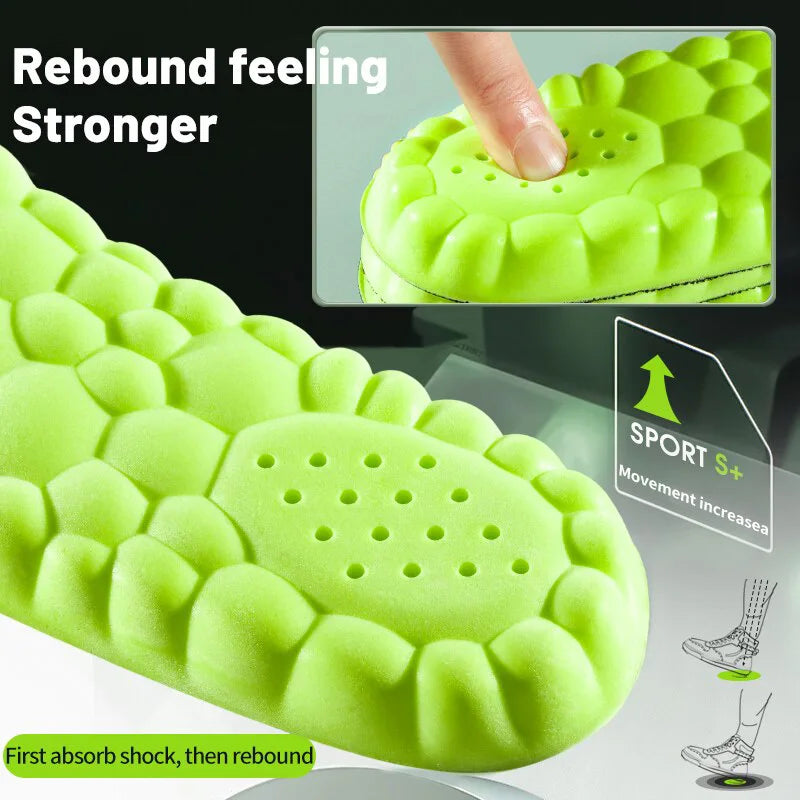 Soft Massage Sports Insoles Shoe Pad Unisex Running Shock Absorption Breathable High Elastic Insole PU Sole Arch Support Cushion