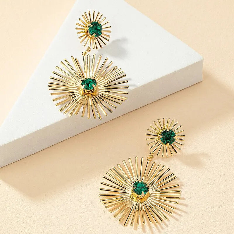 Women Gold Color Vintage Geometric Statement Drop Earrings