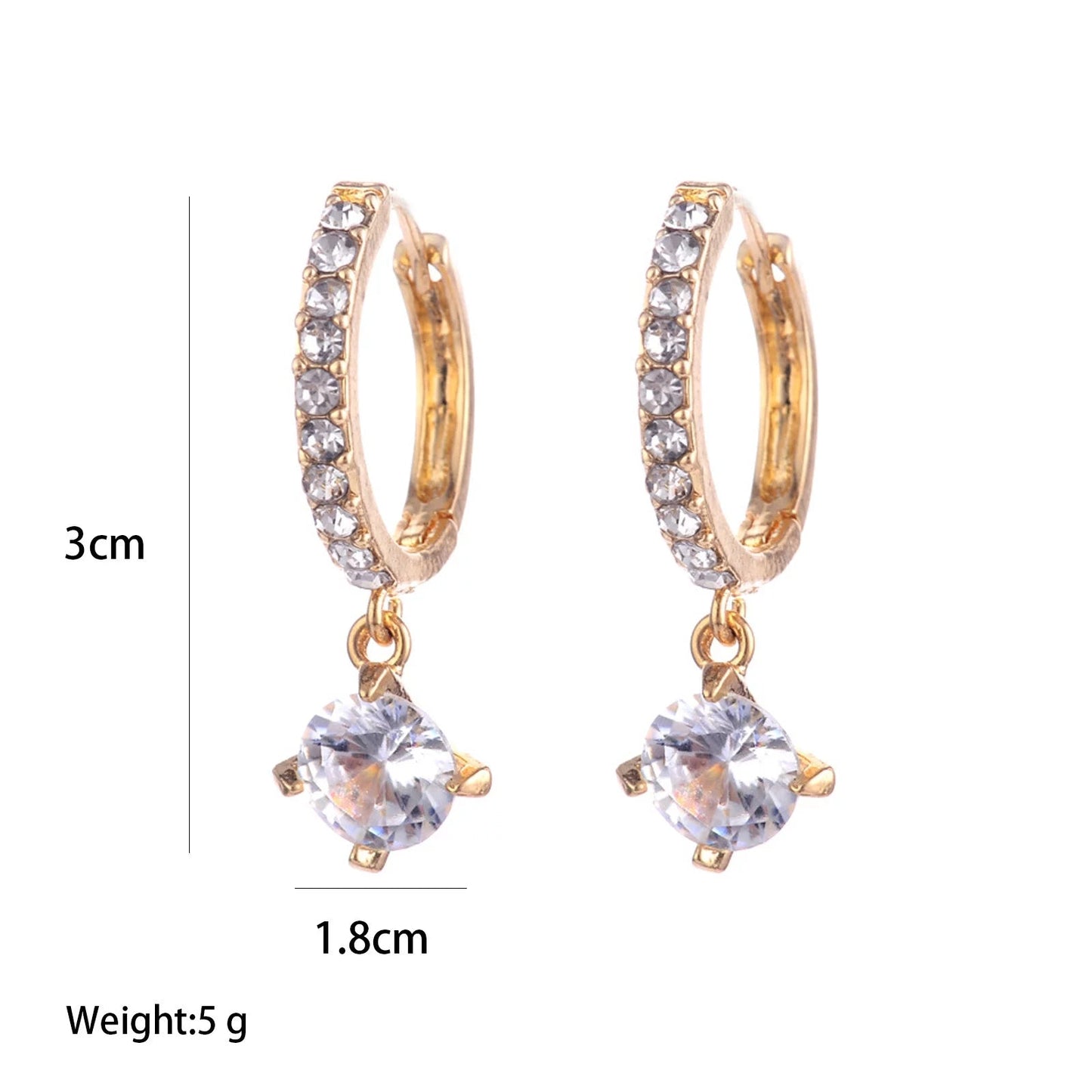 Day Gift Luxury Full Diamond Earrings Korean Style Jewelry Valentine'