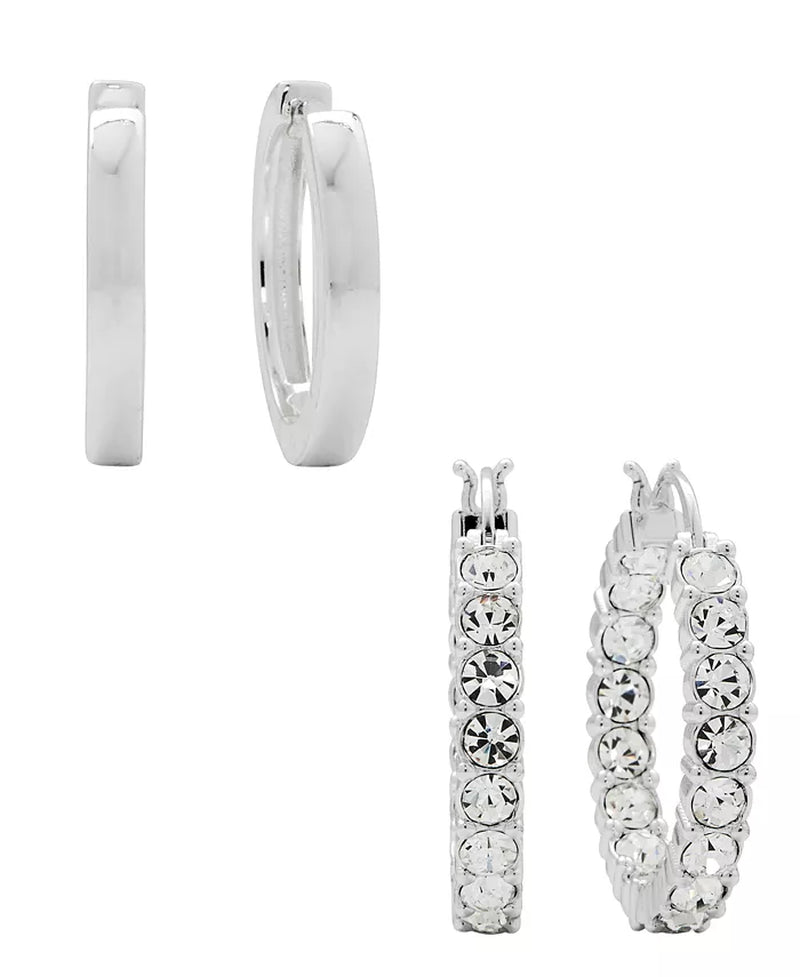 Women's Crystal Hoop Earrings Set – 4 Pieces of Elegant Jewelry