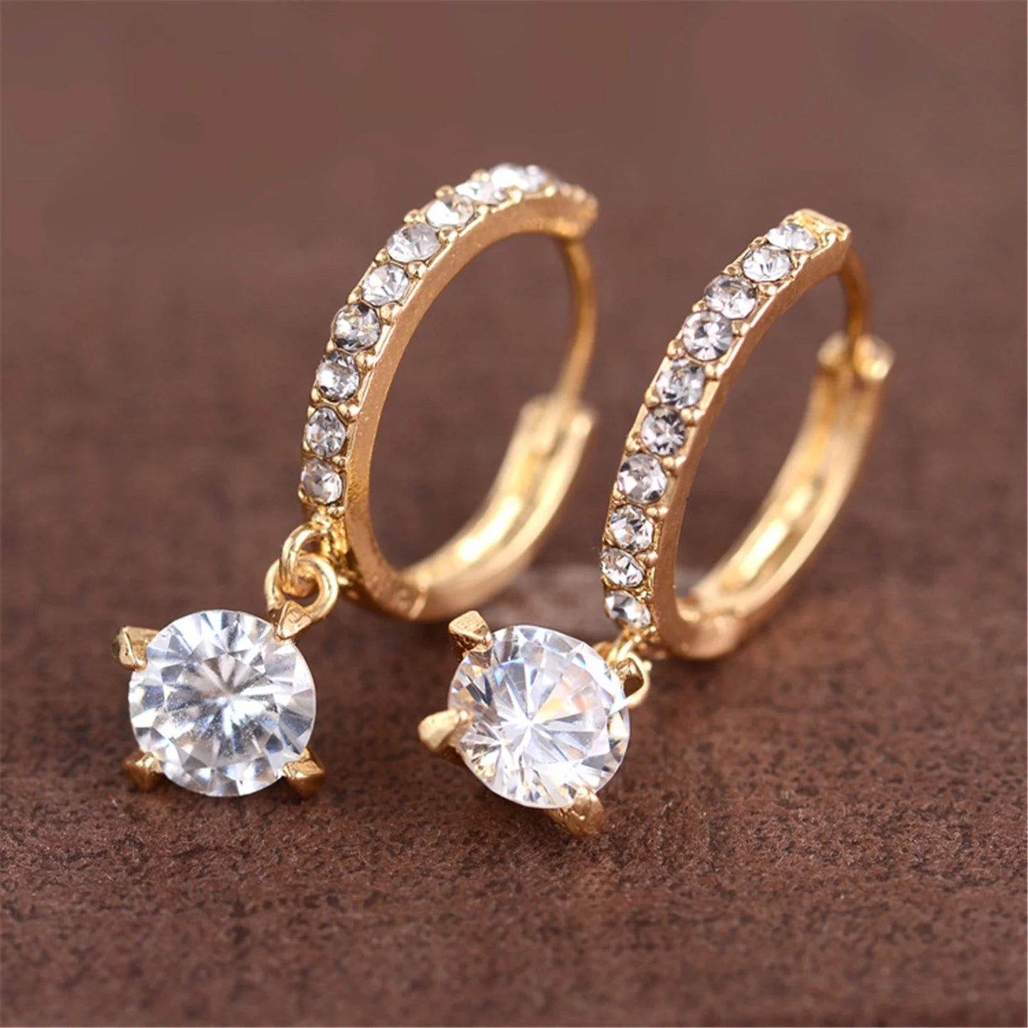 Day Gift Luxury Full Diamond Earrings Korean Style Jewelry Valentine'