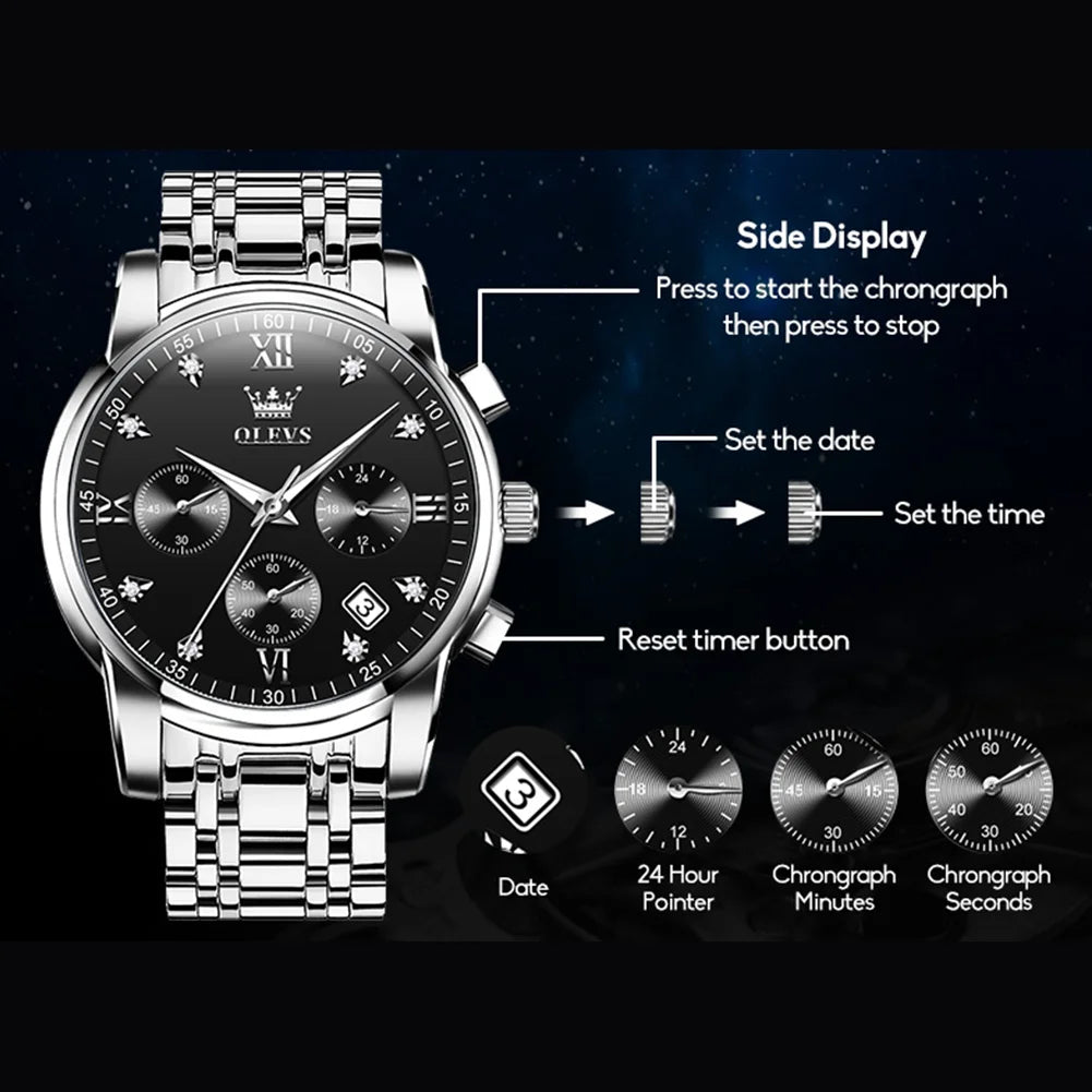 Men Stainless Steel Men Watch Dress Waterproof Watch