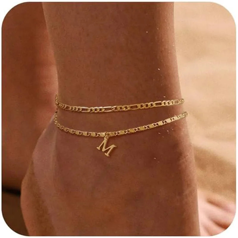 Leg Layering Thin Figaro Letter Anklets Summer Jewelry Gifts