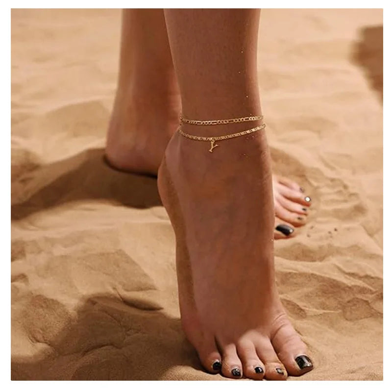 Leg Layering Thin Figaro Letter Anklets Summer Jewelry Gifts