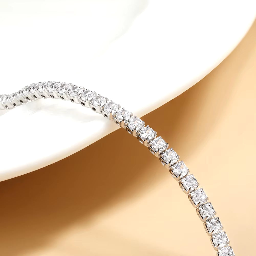 Women S925 Silver Plated 18K Gold Sparking Rhinestone Choker Chain Wedding Jewelry Adjustable