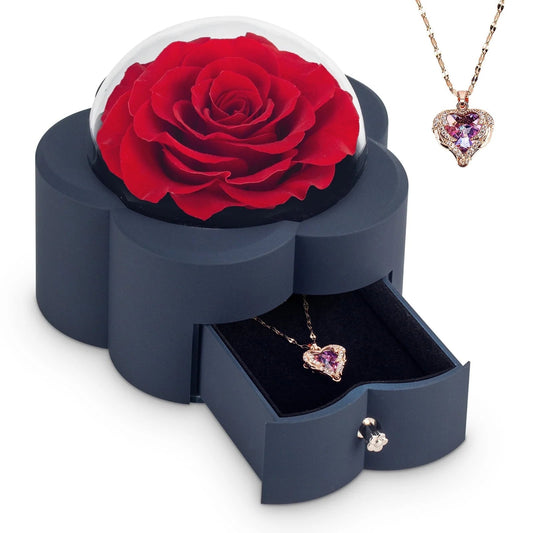 Preserved Flowers with High-End Rose Necklace Gift Box for Mothers