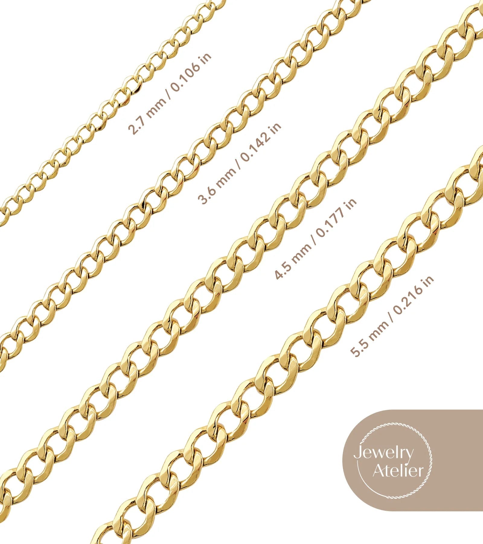 Gold Chain Necklace Collection - 14K Solid Yellow Gold Filled Miami Cuban Curb Link Chain Necklaces