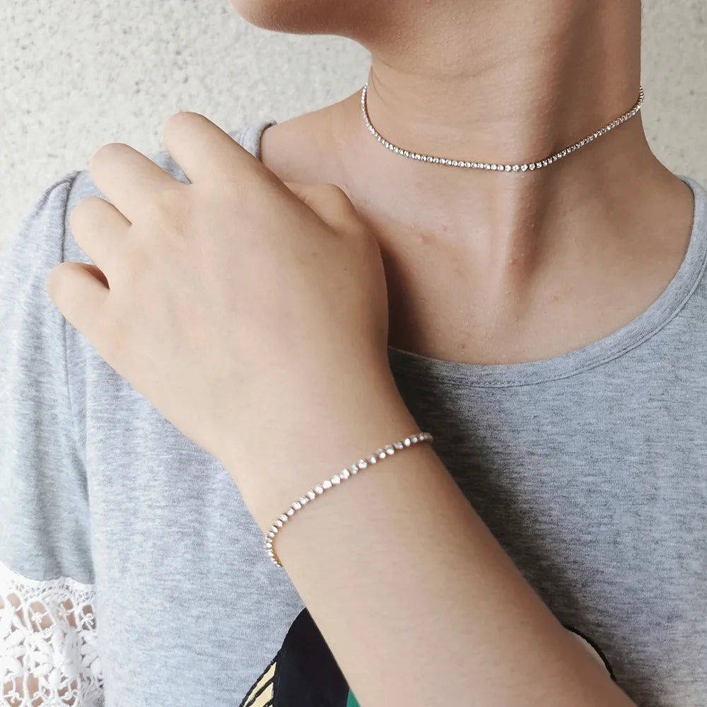 Tennis Bracelets Female Gold Silver Color Stainless Steel Cubic Zirconia Chain