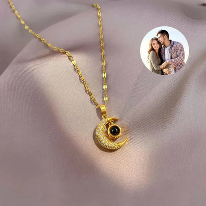 Custom Projection Photo Necklace Trendy Star Moon Necklace