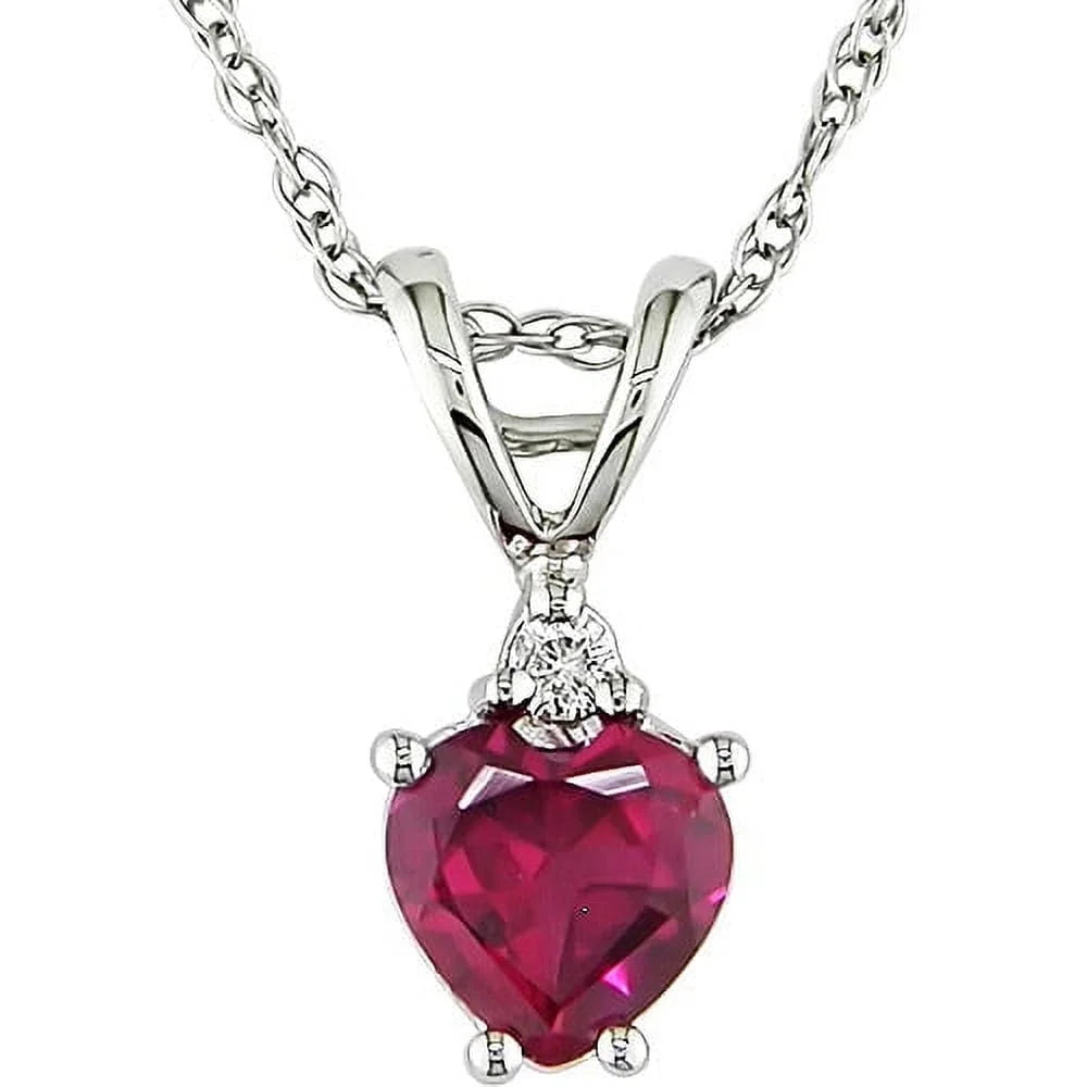 Created Ruby 10K White Gold Necklace