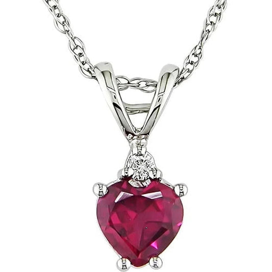 Created Ruby 10K White Gold Necklace