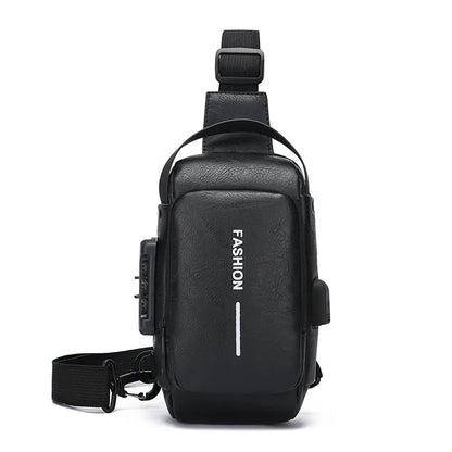 Men's Multifunction Anti-theft USB Chest Bag, Sling Shoulder Bag, Password Lock Crossbody Bag Suitable for Cycling