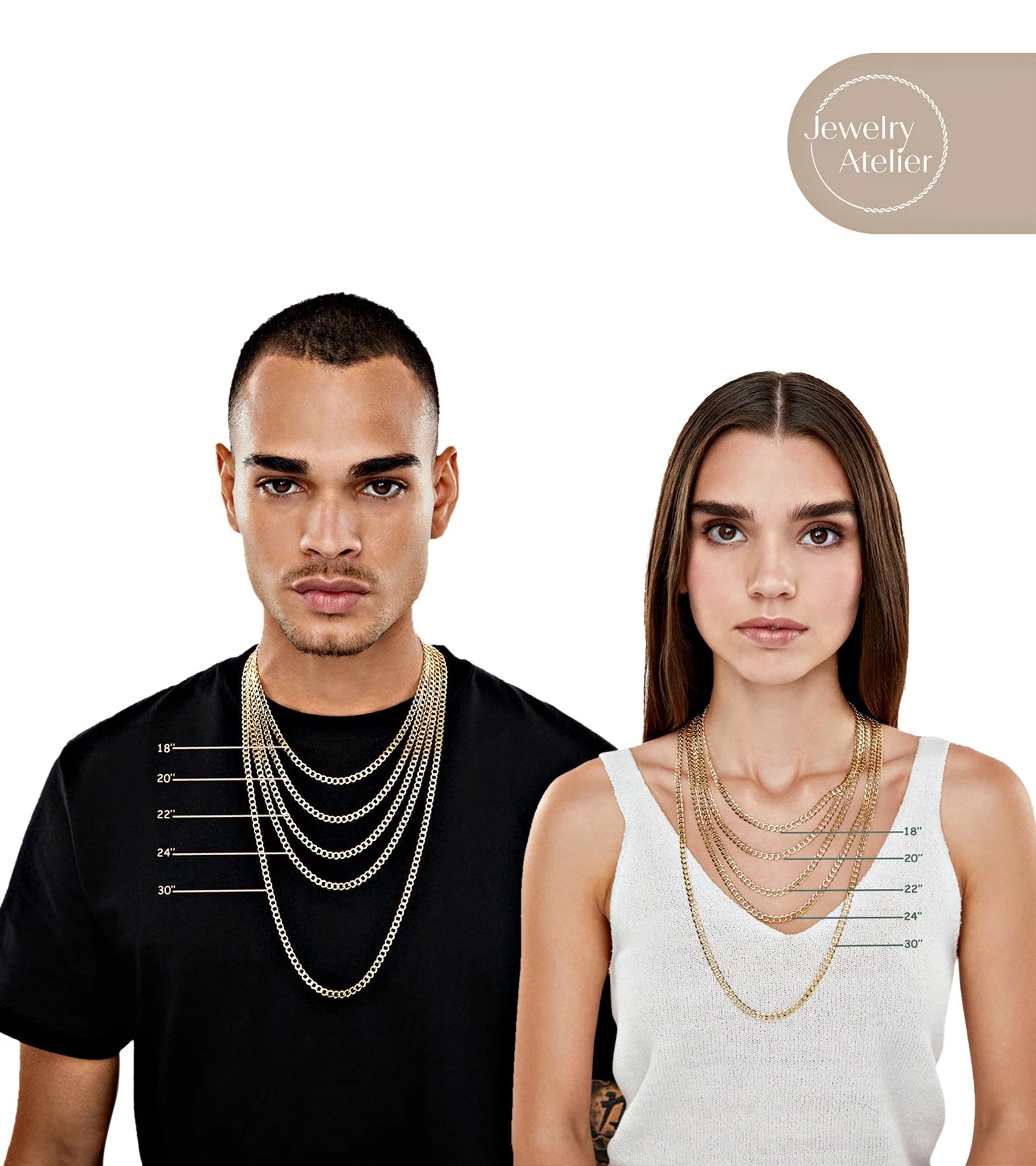 Gold Chain Necklace Collection - 14K Solid Yellow Gold Filled Miami Cuban Curb Link Chain Necklaces