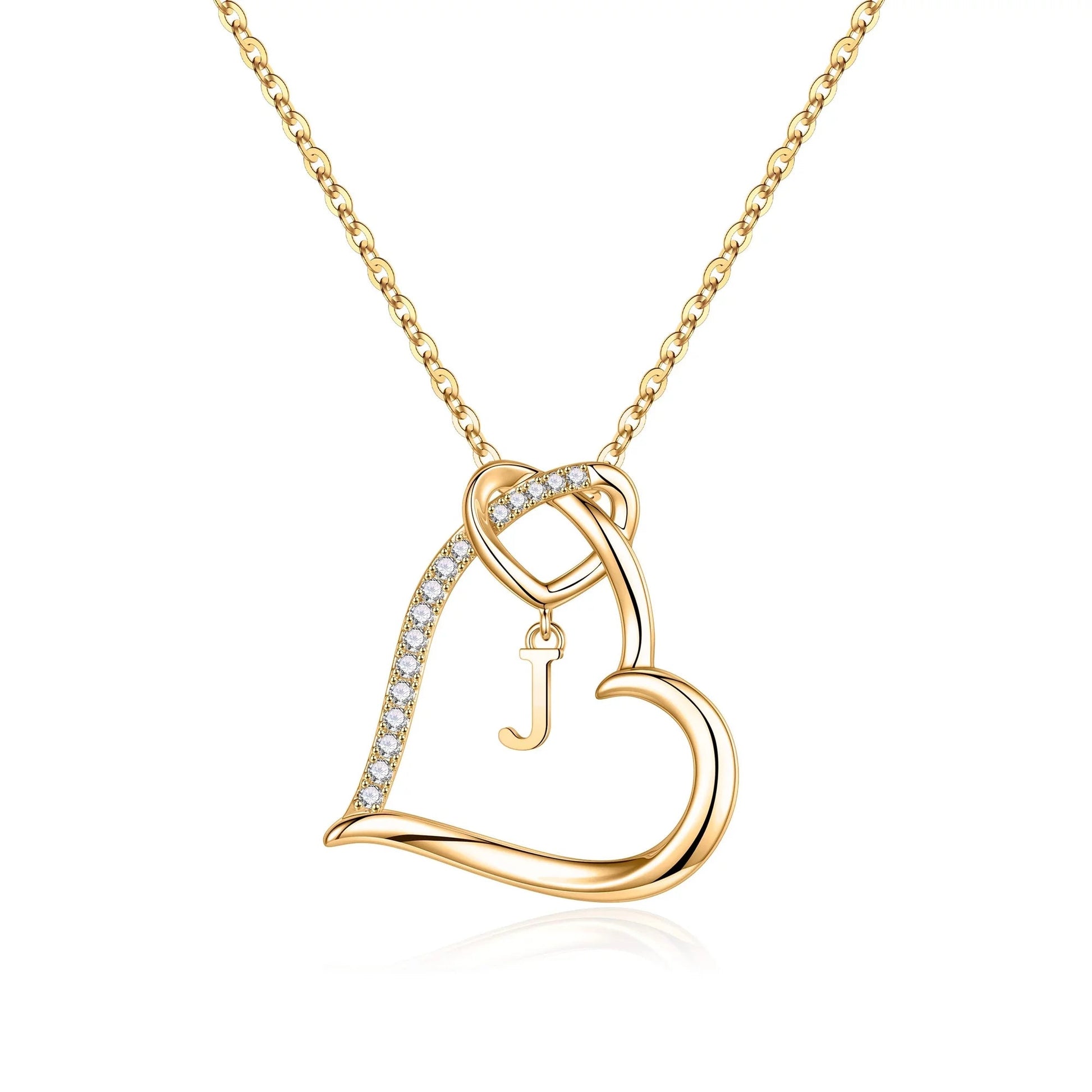 Women Girls 14K Gold Plated Heart Initial Necklaces Dainty Letter Initial Pendant Necklace