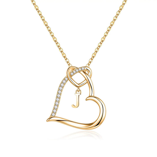 Women Girls 14K Gold Plated Heart Initial Necklaces Dainty Letter Initial Pendant Necklace