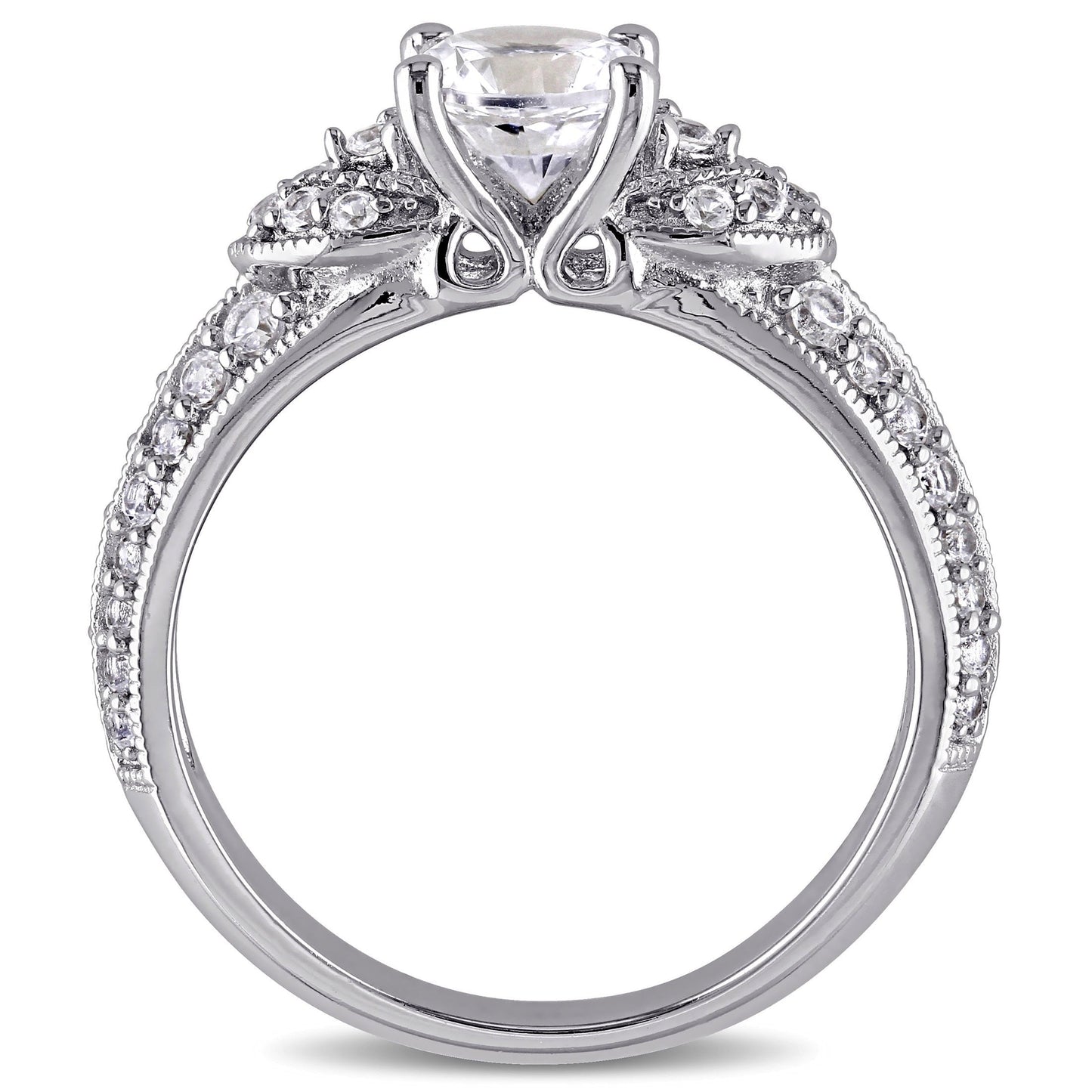 Created Sapphire Sterling Silver Engagement Ring