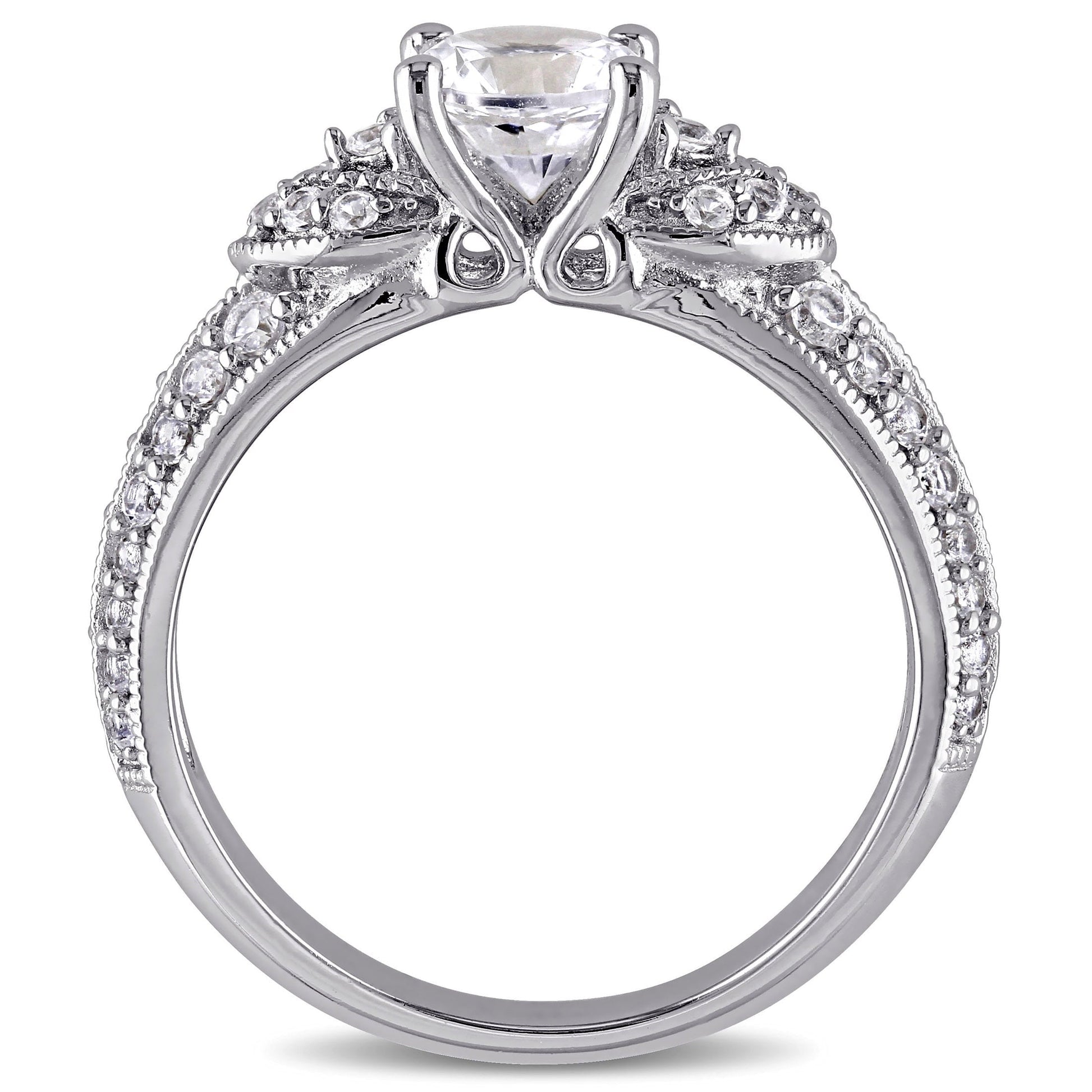 Created Sapphire Sterling Silver Engagement Ring