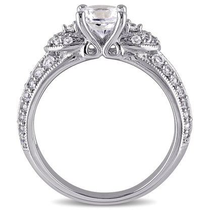 Created Sapphire Sterling Silver Engagement Ring