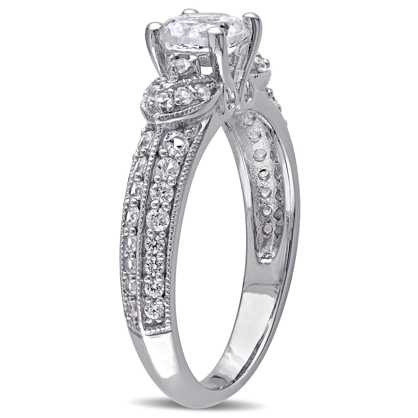 Created Sapphire Sterling Silver Engagement Ring