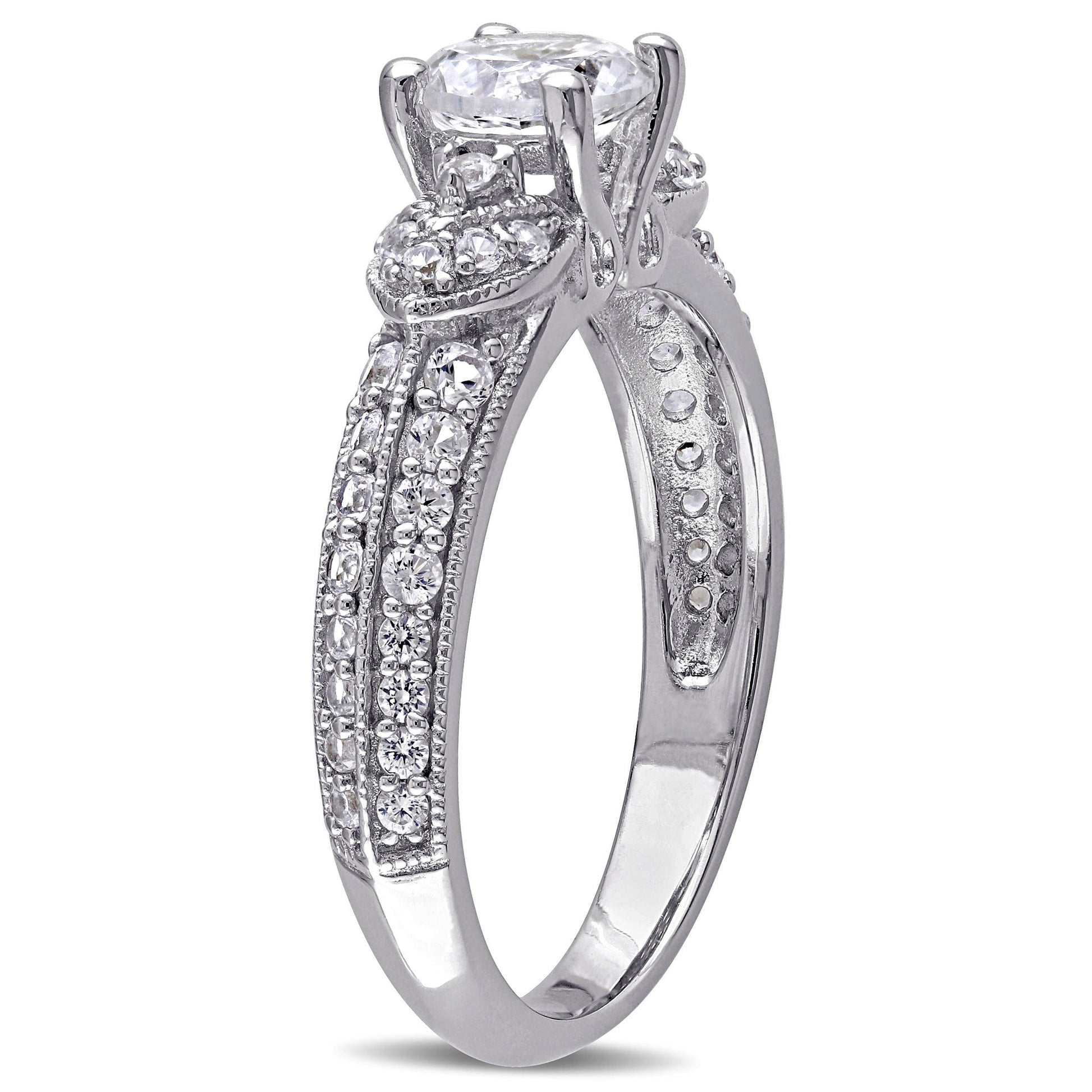 Created Sapphire Sterling Silver Engagement Ring