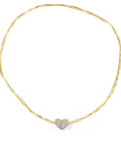 Temperament Exquisite Rhinestone Broken Heart Necklace Multilayer Chains Choker