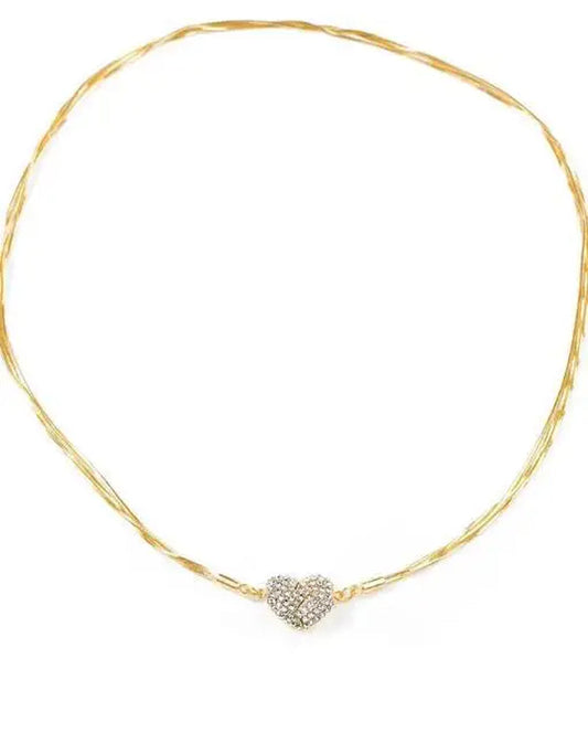 Temperament Exquisite Rhinestone Broken Heart Necklace Multilayer Chains Choker